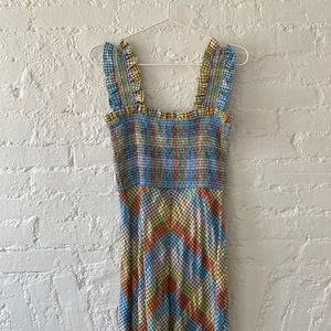 Ganni pastel gingham maxi dress